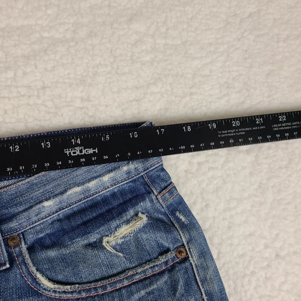 7 For‎ All Mankind Jeans Mens 33x28 Blue Relaxed Fit Button Fly Denim HEMMED